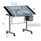 Vision Craft, Drawing, Drafting Table And Supply Storage In Silver / Blue Glass